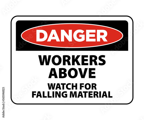 Danger Workers Above Watch For Falling Material sign and symbol