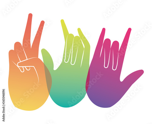 peace love and rock sign hand design of Hippie art and creative theme Vector illustration