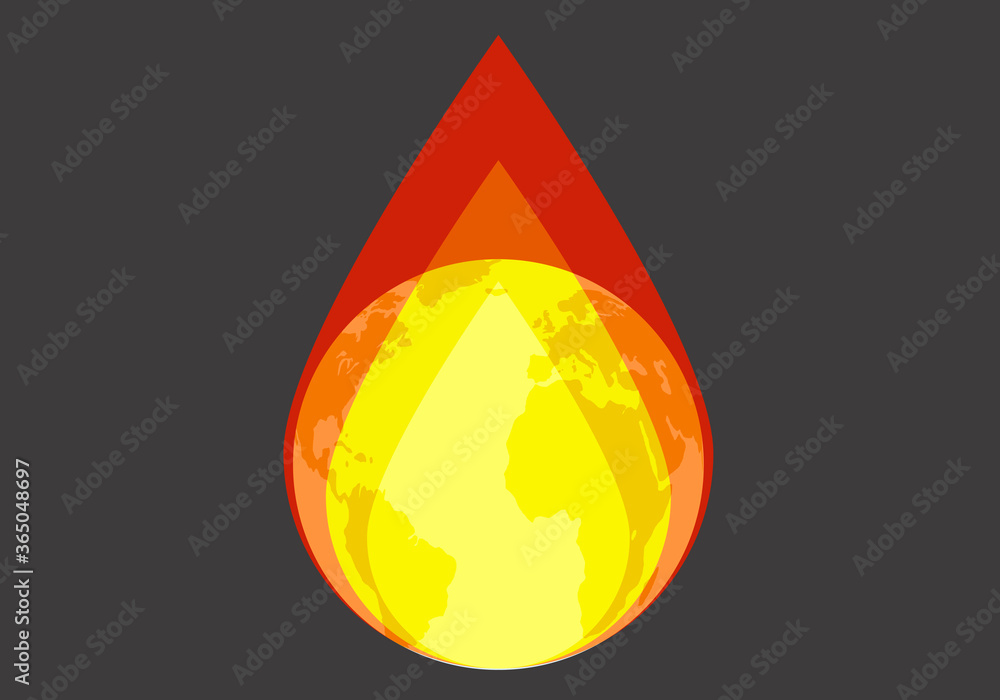 Planeta tierra en llamas por el calentamiento global. Stock Vector ...