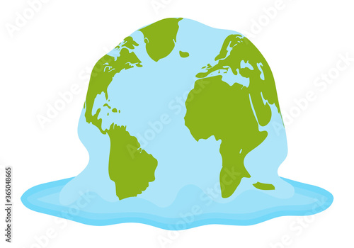 Planeta tierra derritiéndose por el cambio climático.