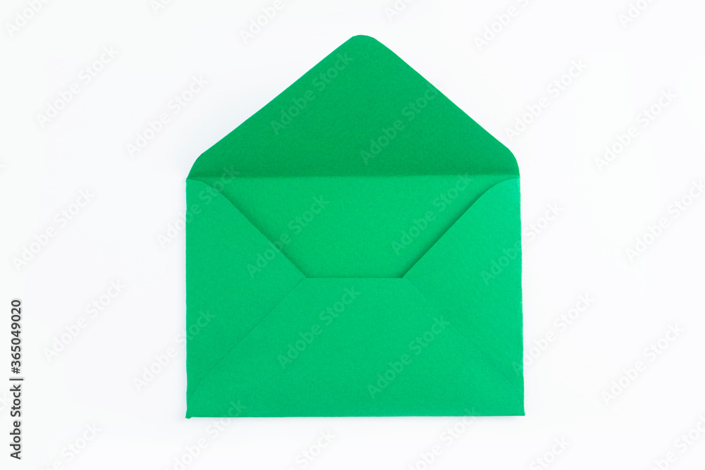 Green eco envelope, craft, isolated on a white background. Communication and communication concept, ecology and secondary use. Green eco envelope, craft, isolated on a white background. Communication and communication concept, ecology and secondary use.