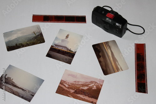 Canvas Print Negatives and photographs of Indian travel destinations taken from an old camera