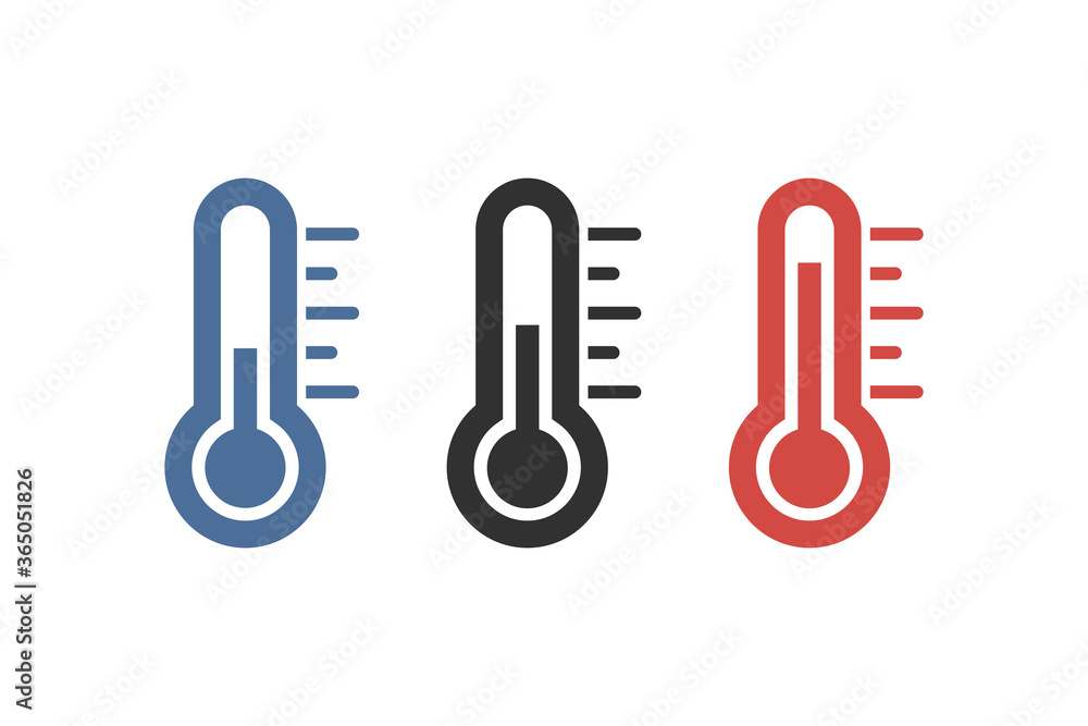 Three thermometer icon on white background. Hot and cold. Vector illustration. Three thermometer icon on white background. Hot and cold. Vector illustration.
