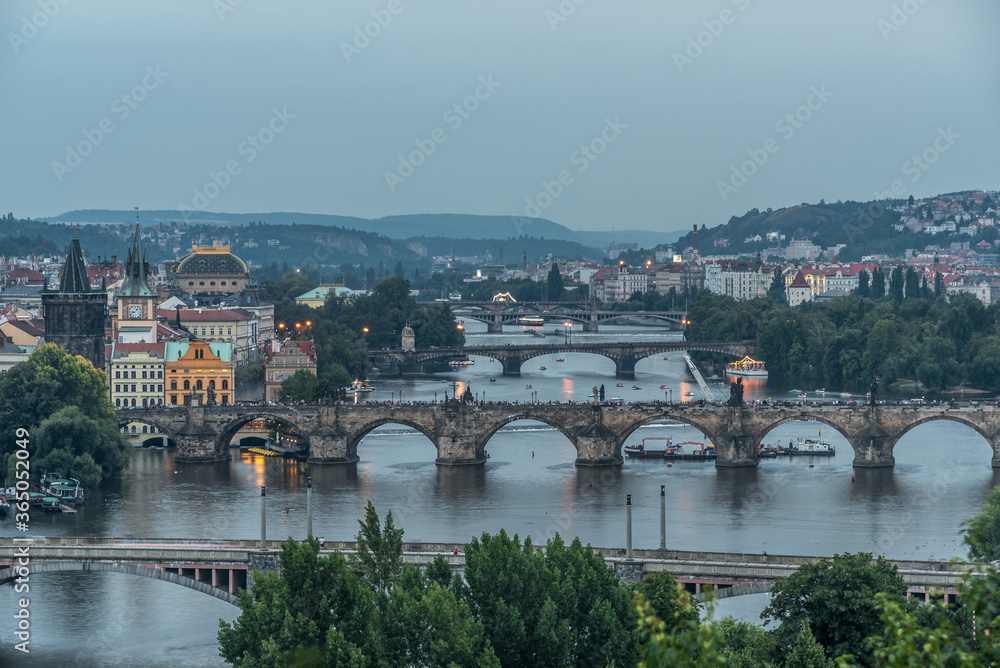 Prague city night view