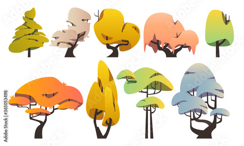 Group of Tree Illustration Flat Vectors   Group of Tree Illustration Flat Vectors   Simple Colorful Trees Vector for Landscape illustration