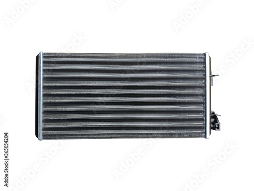Heater core of the car on an isolated white background. New spare parts.