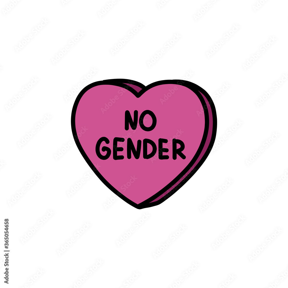 no gender heart doodle icon, vector color illustration