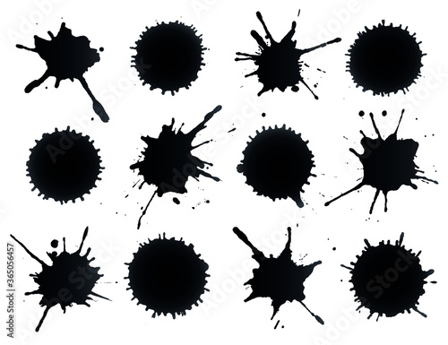 Set of black ink blots
