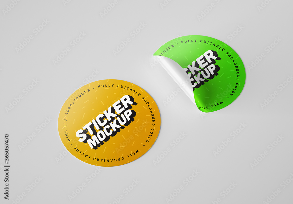 Free round sticker mockup - Mockups Design