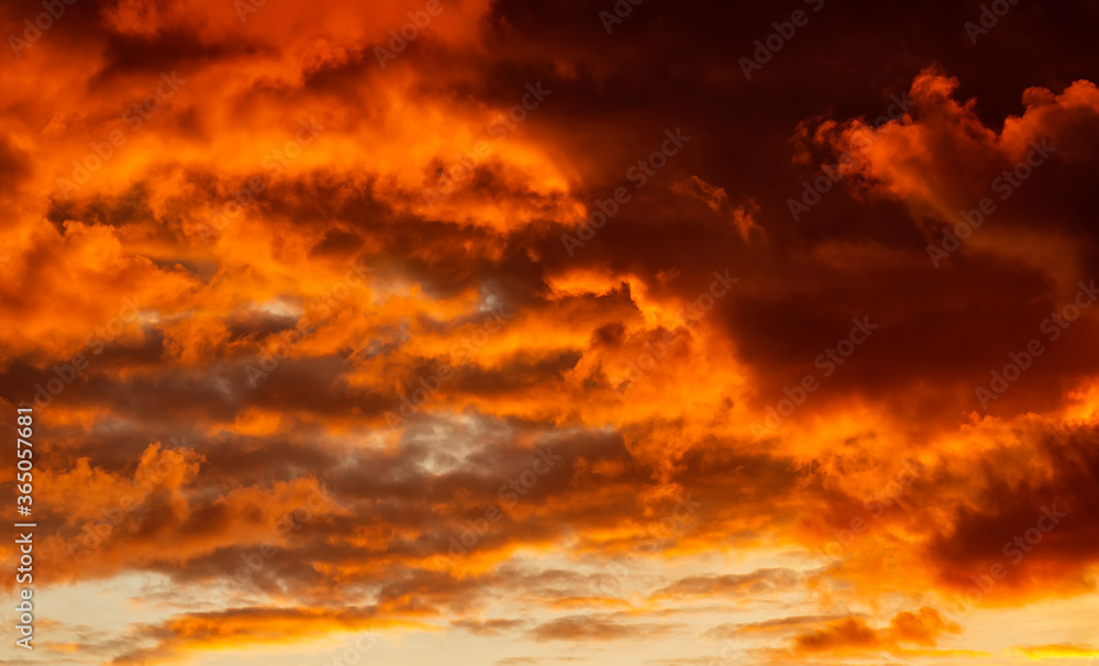 Yellow gold evening sky. In tropical countries, summer