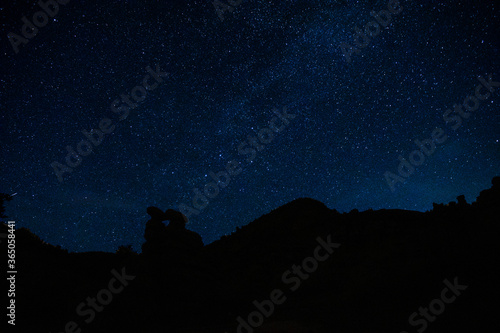 A clear night in the Stone town of Kuklica., beautiful night starry sky, high ISO landscape