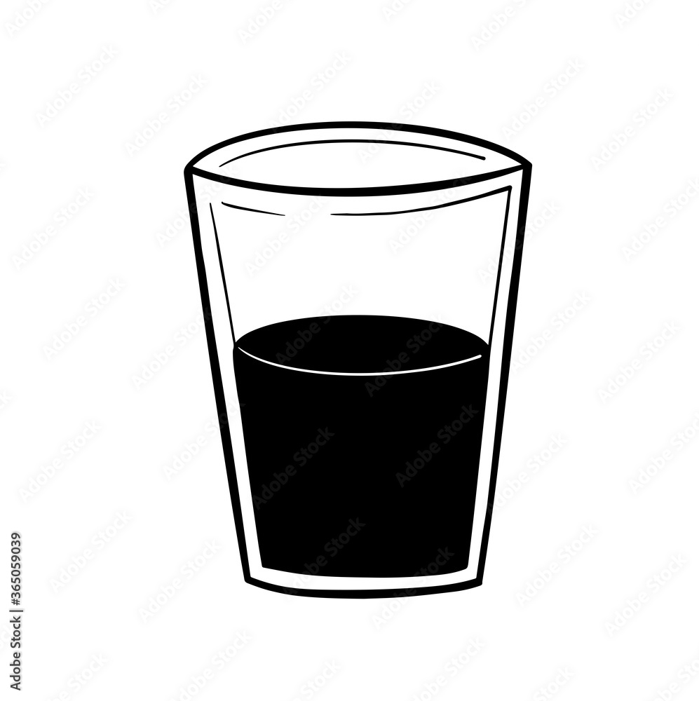 Glass half empty or glass half full conceptual drawing. Hand drawn isolated. Vector illustration on white background. For cards, posters, decor, t shirt design, logo. Glass half empty or glass half full conceptual drawing. Hand drawn isolated. Vector illustration on white background. For cards, posters, decor, t shirt design, logo.