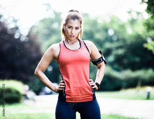 fitness woman park exercise lifestyle outdoor sport healthy female nature active young fit training athlete