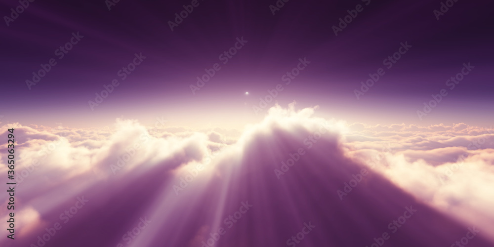above clouds sunrise sun ray illustration
