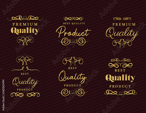 Best quality product with gold ornament set design of decorative element theme Vector illustration