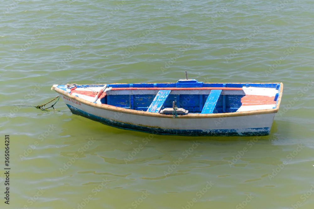 Naklejka premium Traditional fishing boats on the Atlantic coast of Spain. Huelva, Andalusia.