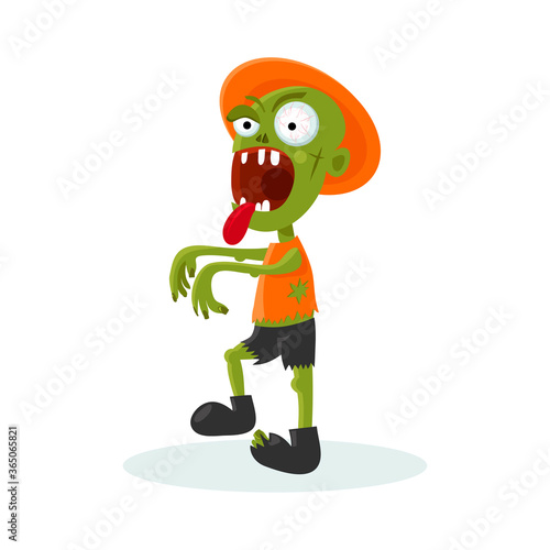Clipart on the subject of the holiday Halloween. Bright. Flat design. Image, zombies. Vector stock illustration.