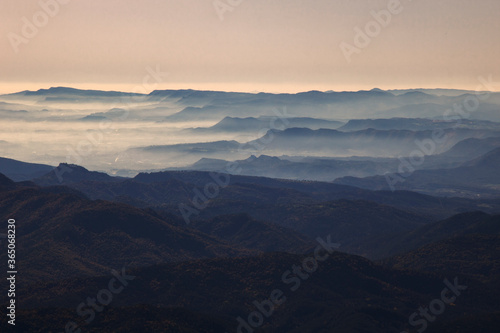 layers of mountains among the mist