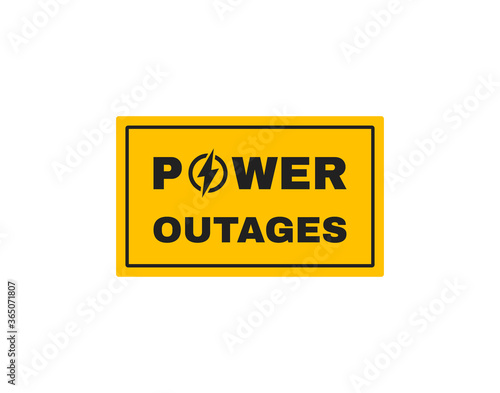 Power outages label. Badge with lightning bolt. Logo design. Vector illustration