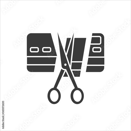 Bankruptcy black glyph icon. Credit ard ut. Business process in financial crisis. Social problem. Sign for web page, mobile app, banner, social media