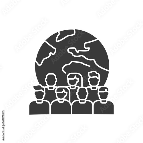 Overpopulation planet black glyph icon. Social problem concept. Sign for web page, mobile app, banner, social media