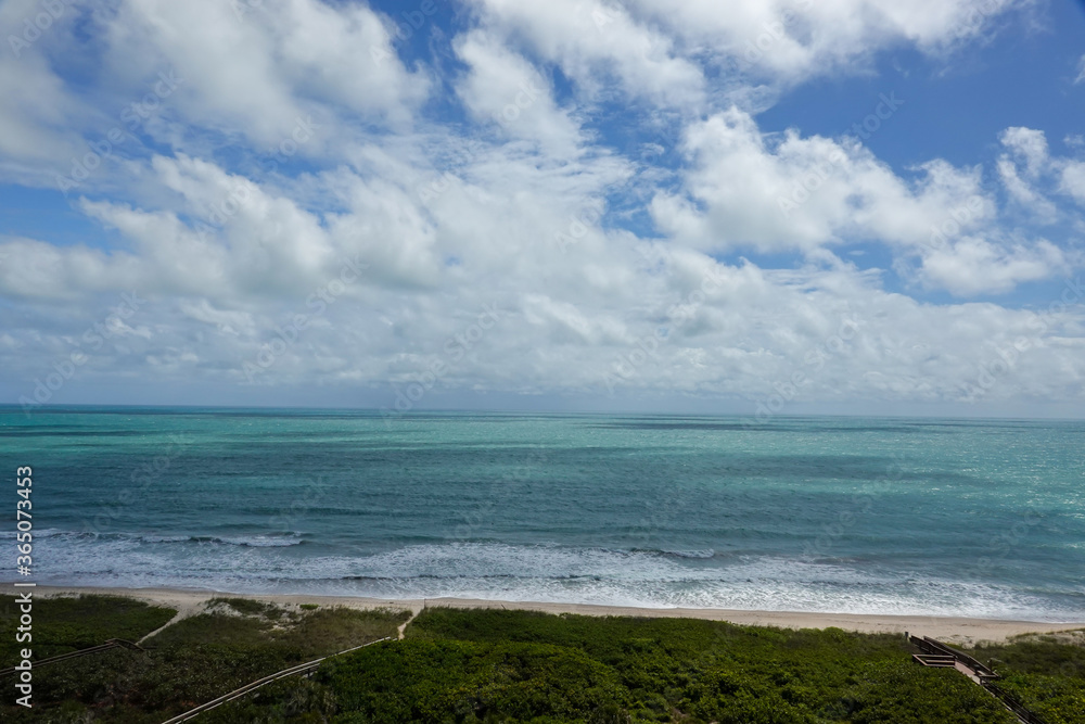 An aerial view of the turquoise blue water of the Atlantic Ocean An aerial view of the turquoise blue water of the Atlantic Ocean
