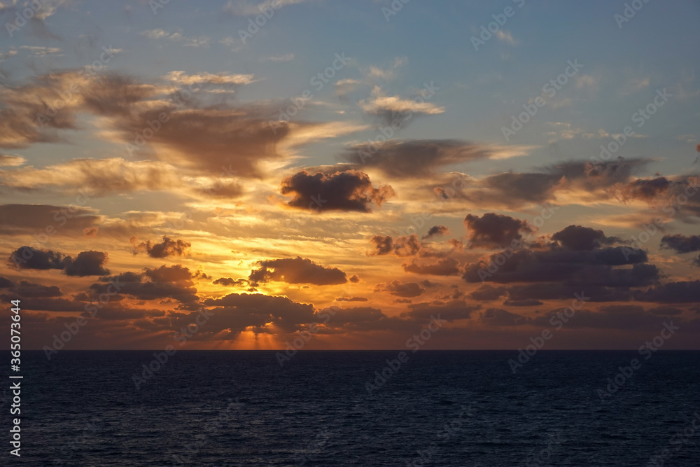A colorful sunrise over the Atlantic ocean