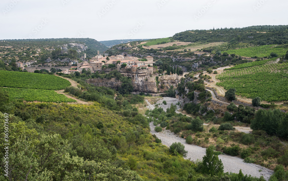 view of the famous medieval village of Minerve in France view of the famous medieval village of Minerve in France