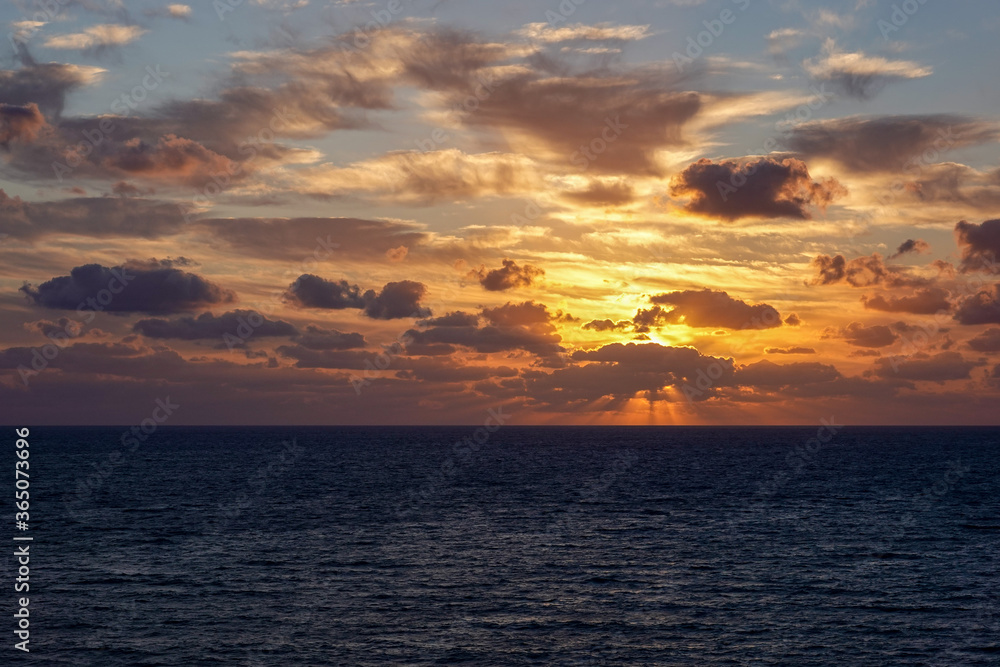 A colorful sunrise over the Atlantic ocean