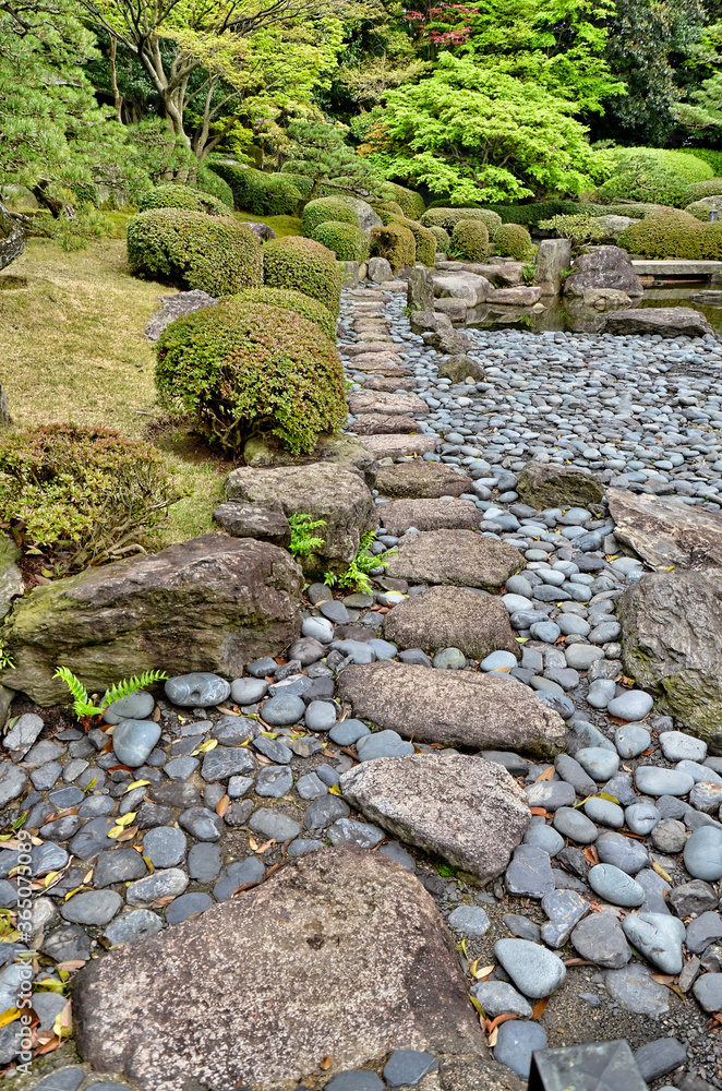 Stone japanese steps at Ohori Park Japanese Garden. Fukuoka city, Japan Stone japanese steps at Ohori Park Japanese Garden. Fukuoka city, Japan