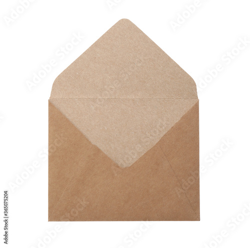 Brown paper envelope isolated on white. Mail service