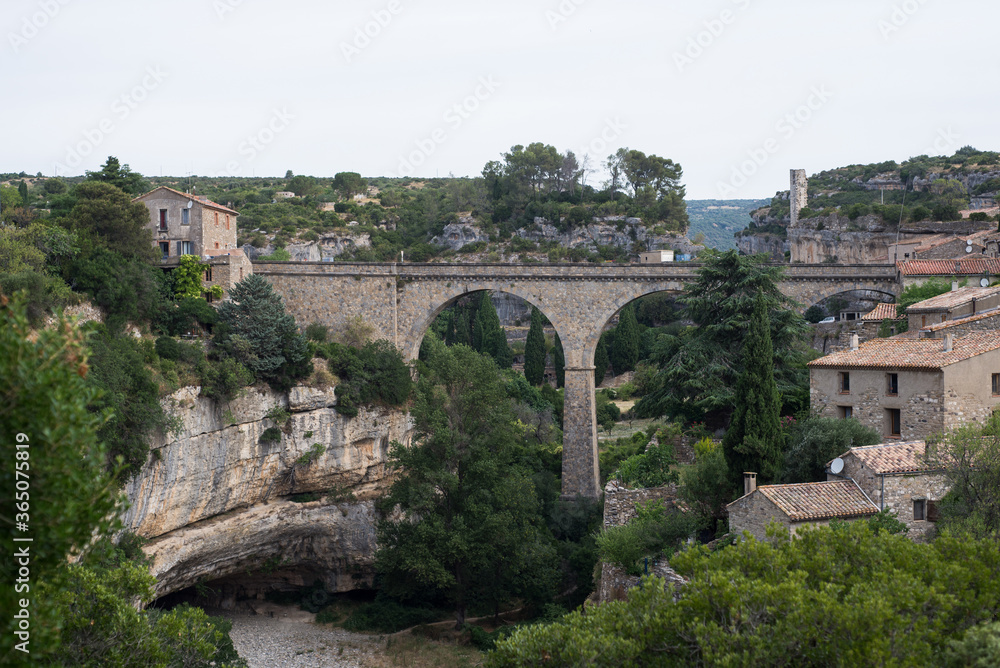 view of the famous medieval village of Minerve in France