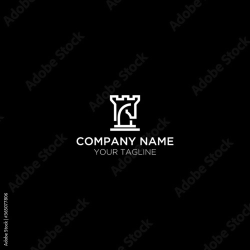 the abstract logo of the castle and horse chess