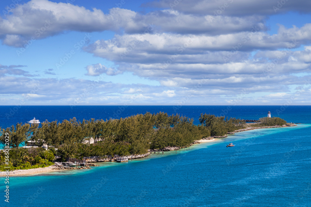 A Lighthouse at End of Point of Land in Nassau Bahamas