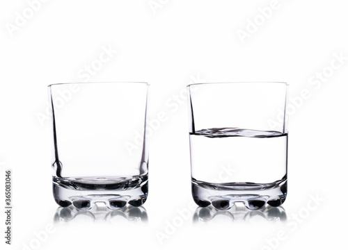 empty and full glass isolated on white
