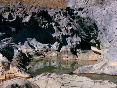 Volcanic Gorges Along Simeto River Of Sicily Natural Landmark