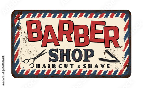 Barber shop vintage rusty metal sign