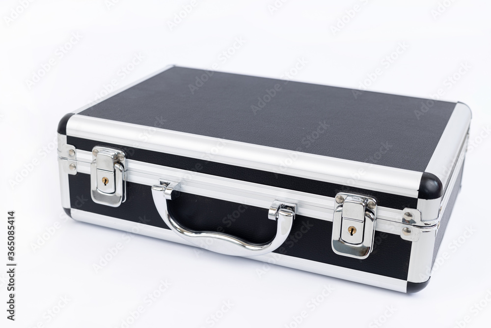 Black white Aluminum Case isolated above white background Black white Aluminum Case isolated above white background