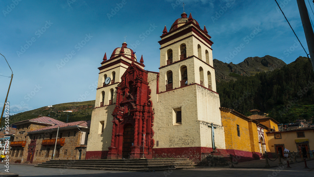 Colonial Church in the Plaza de Armas of the city of Huancavelica, Peru