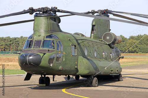 Military double rotor CH-47 Chinook helicopter 