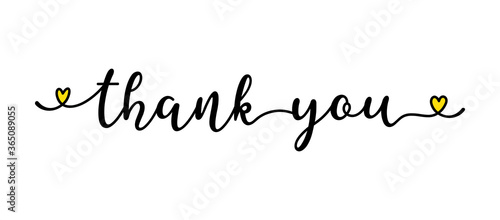 Hand sketched THANK YOU quote as ad, web banner. Lettering for banner, header, card, poster, flyer