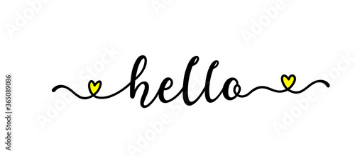 Hand sketched HELLO quote as ad, web banner. Lettering for banner, header, card, poster, flyer