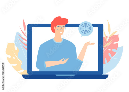 Online psychotherapy concept. Psychological counseling. Vector illustration.