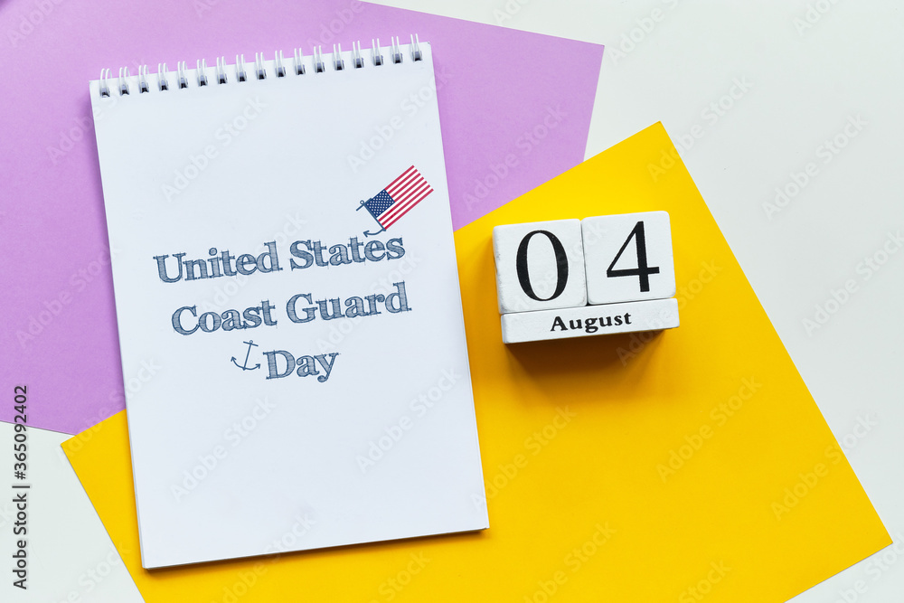 4st august - United States Coast Guard Day. Fourth day month calendar concept on wooden blocks 4st august - United States Coast Guard Day. Fourth day month calendar concept on wooden blocks