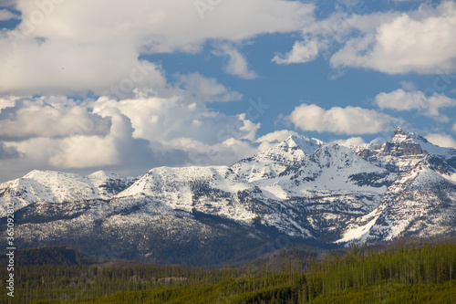 Glacier National Park, snow-capped mountain range 