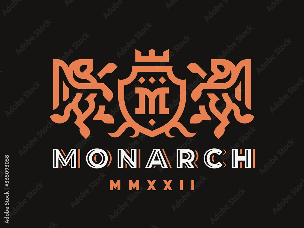 Naklejka premium Lion modern logo. King heraldic emblem design editable for your business. Vector illustration.