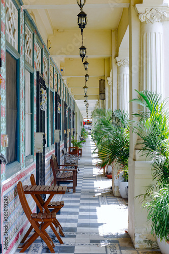 terrace along a residential building in the historic quarter of Singapore little India