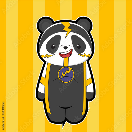 cartoon panda using super hero clothes photo