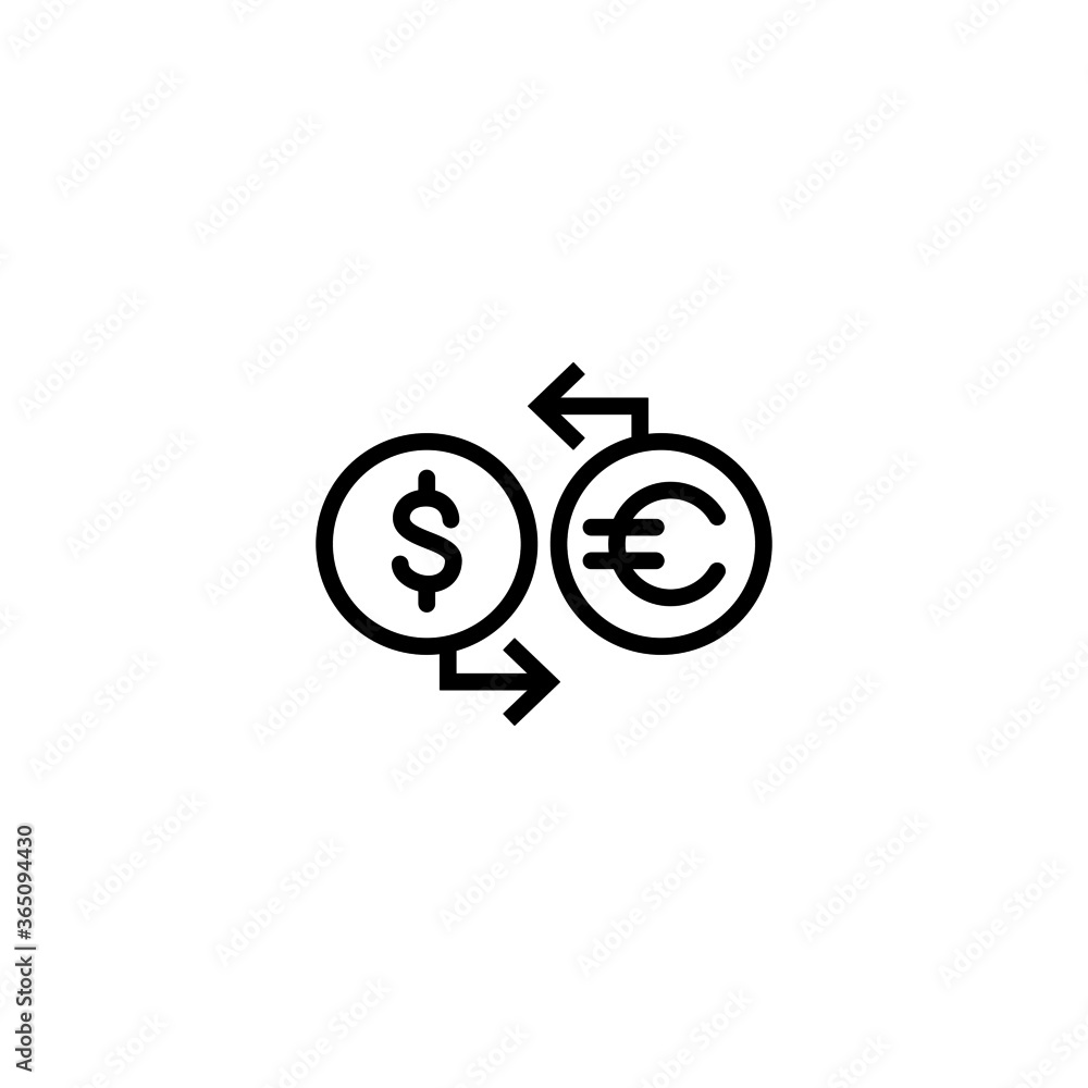 Exchange rate vector icon in black line style icon, style isolated on white background Exchange rate vector icon in black line style icon, style isolated on white background