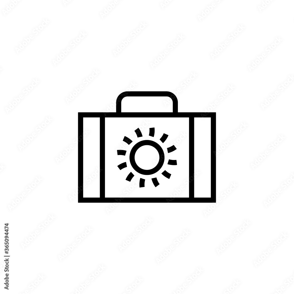 Summer Travel bag icon in black line style icon, style isolated on white background Summer Travel bag icon in black line style icon, style isolated on white background